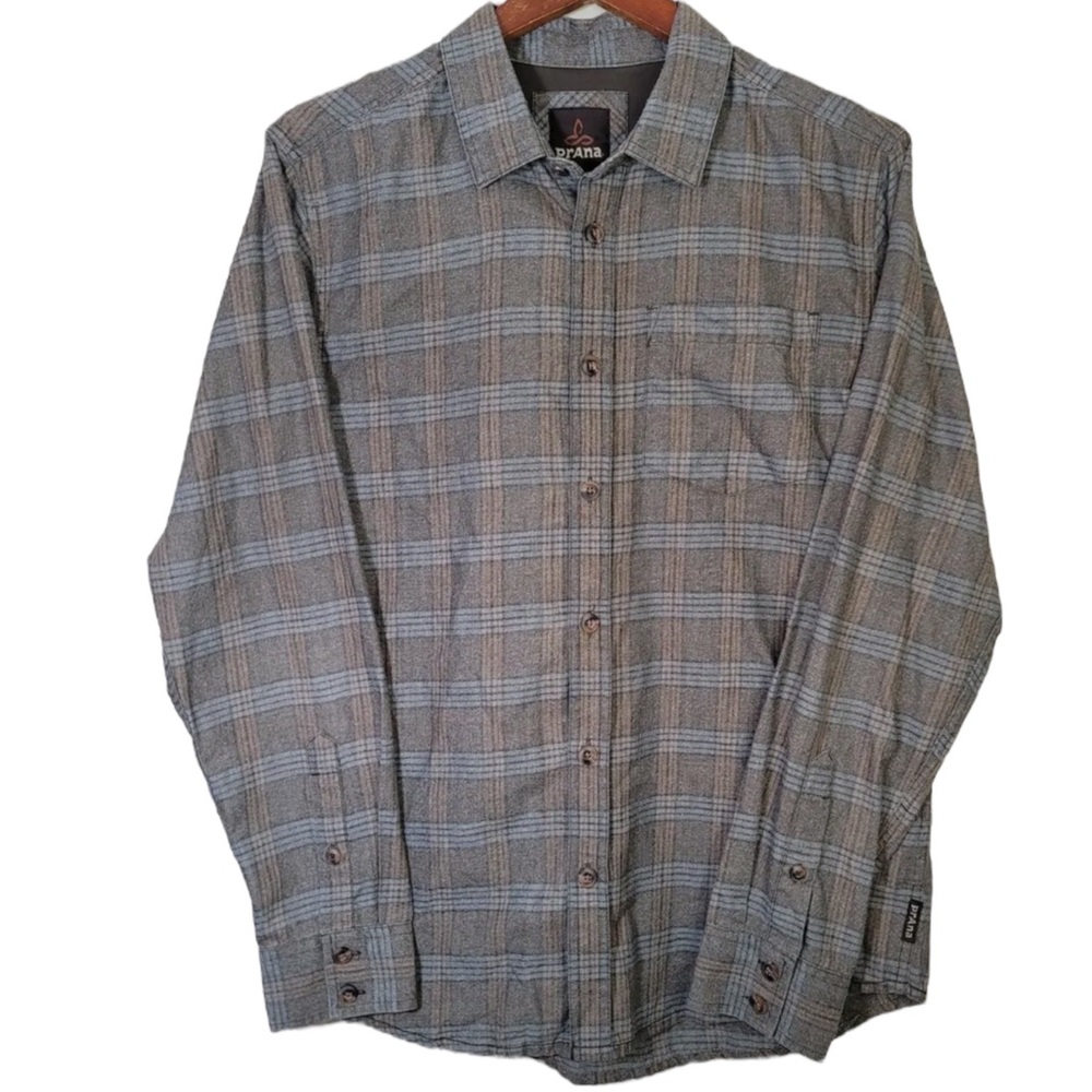 prAna Medium Plaid Long Sleeve Flannel Mens Shirt Button Size XL